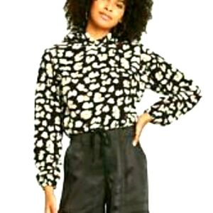 *NEW! HOODED CHEETAH SHERPA SWEATSHIRT TOP HOODIE LOUNGE SMALL